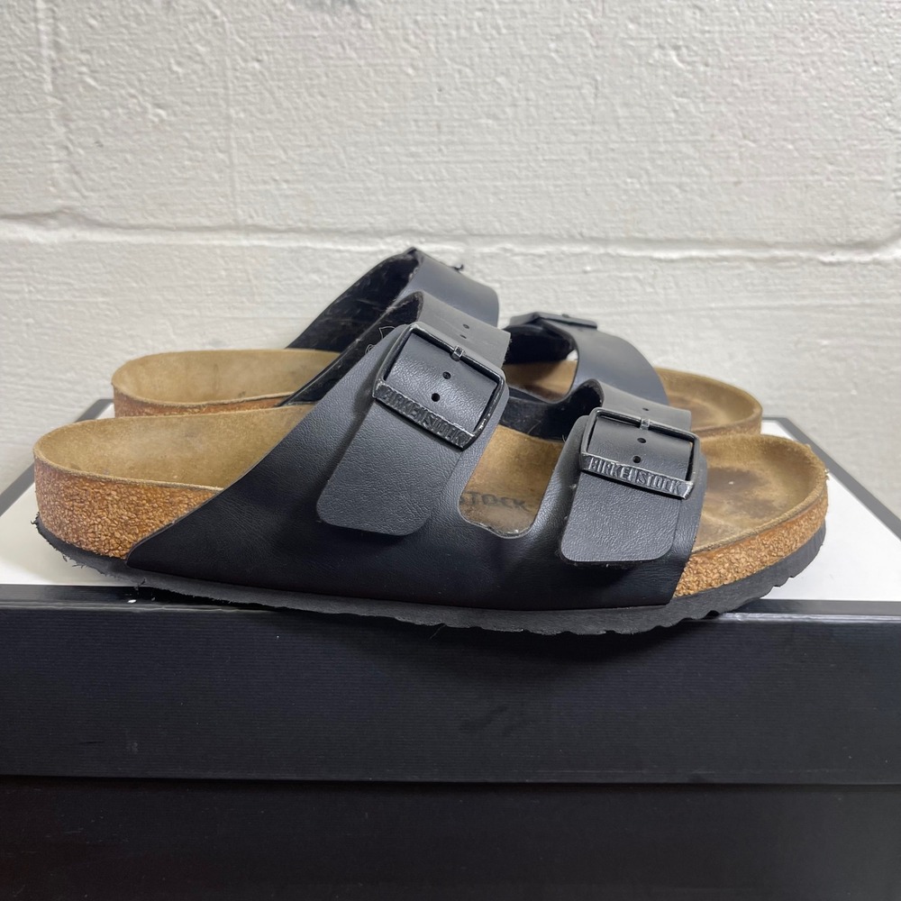 Birkenstock Arizona Black Leather Sandals Slide Slip On Women's 41 EU/10 US